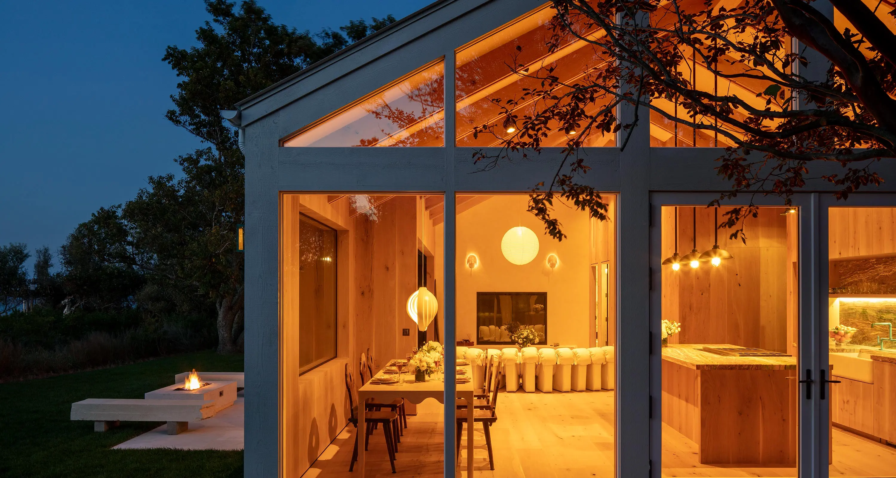 warm lit home interior